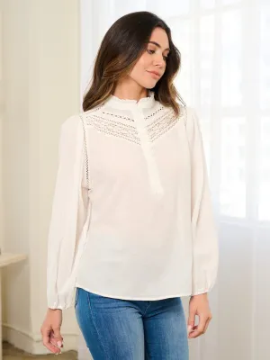 WOMEN'S LONG SLEEVE MOCK NECK BLOUSE TOP
