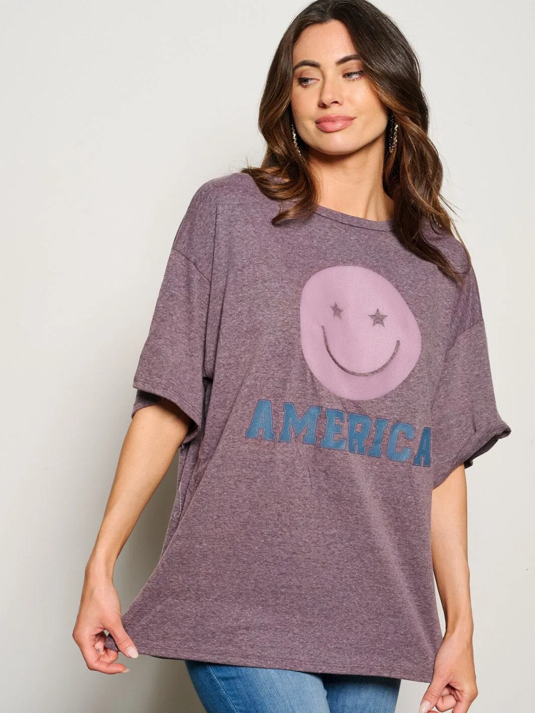 WOMEN'S SHORT SLEEVE AMERICA GRAPHIC TOP