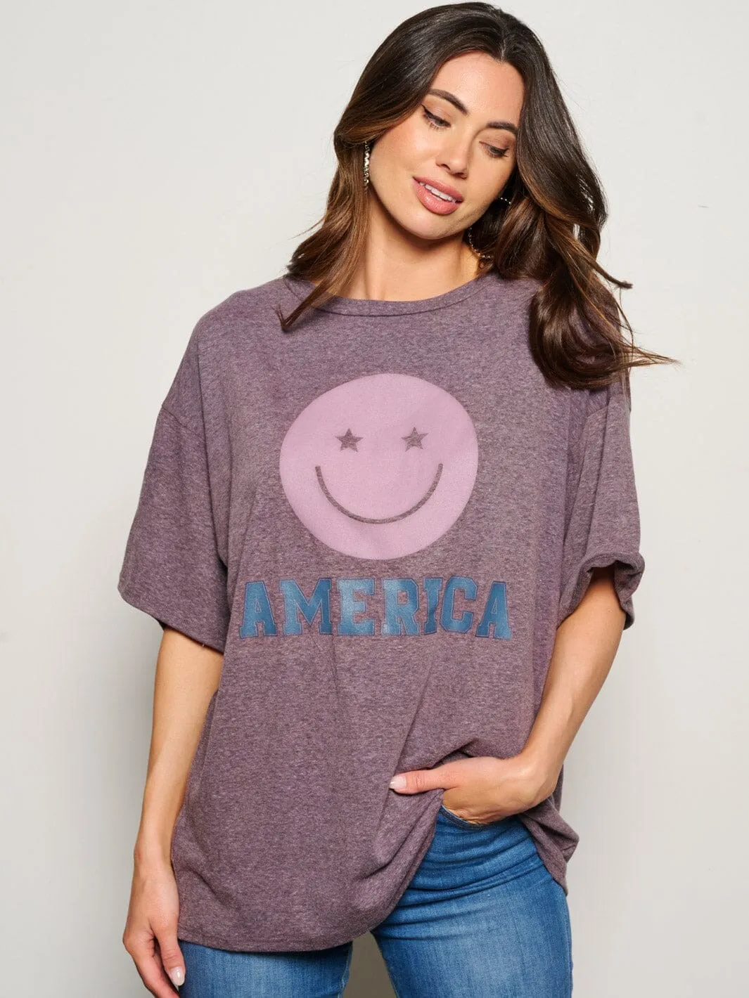 WOMEN'S SHORT SLEEVE AMERICA GRAPHIC TOP