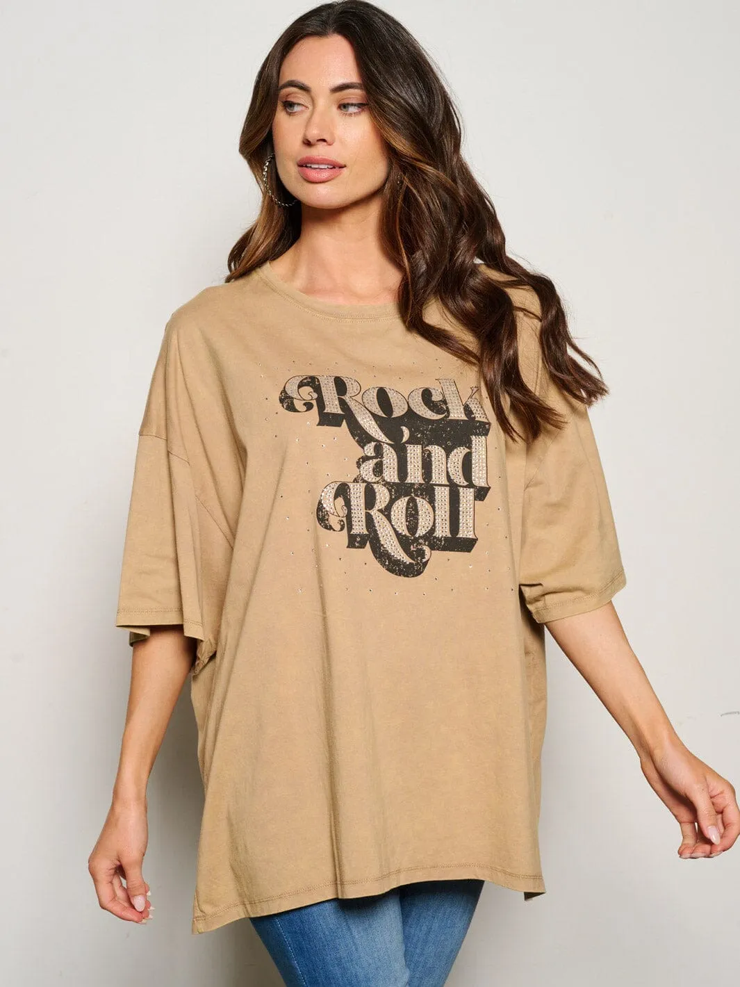 WOMEN'S SHORT SLEEVE ROCK AND ROLL GRAPHIC TOP