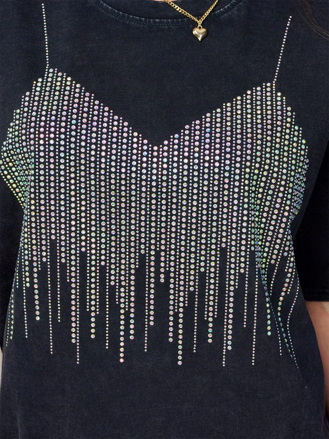 WOMEN'S SHORT SLEEVE STUDS DETAILED T-SHIRT