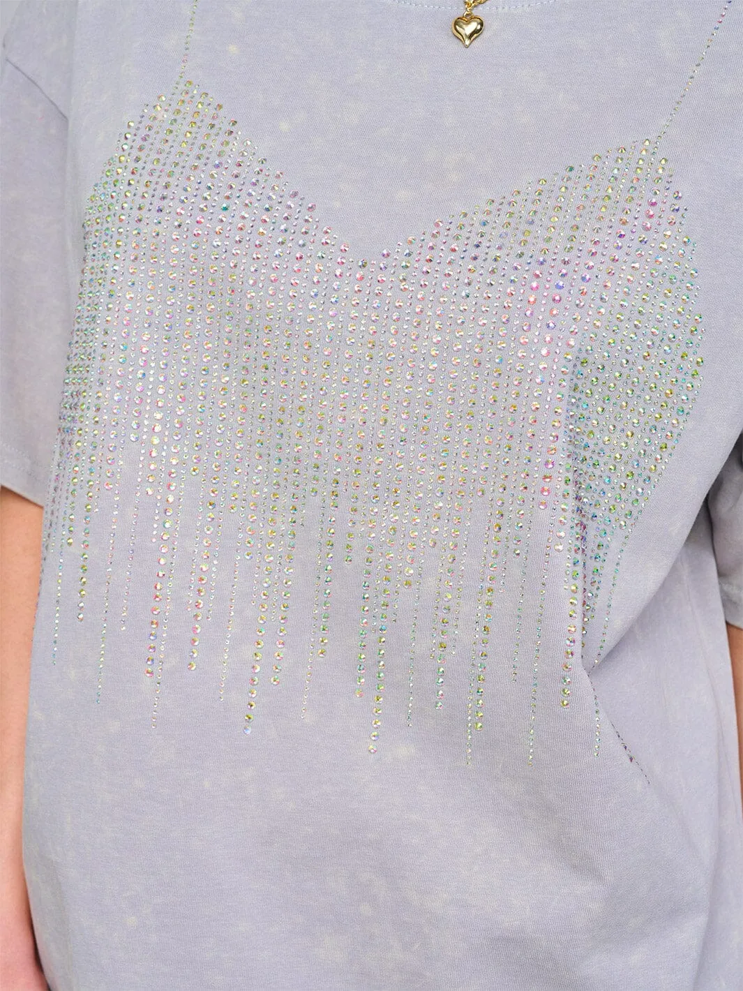 WOMEN'S SHORT SLEEVE STUDS DETAILED T-SHIRT