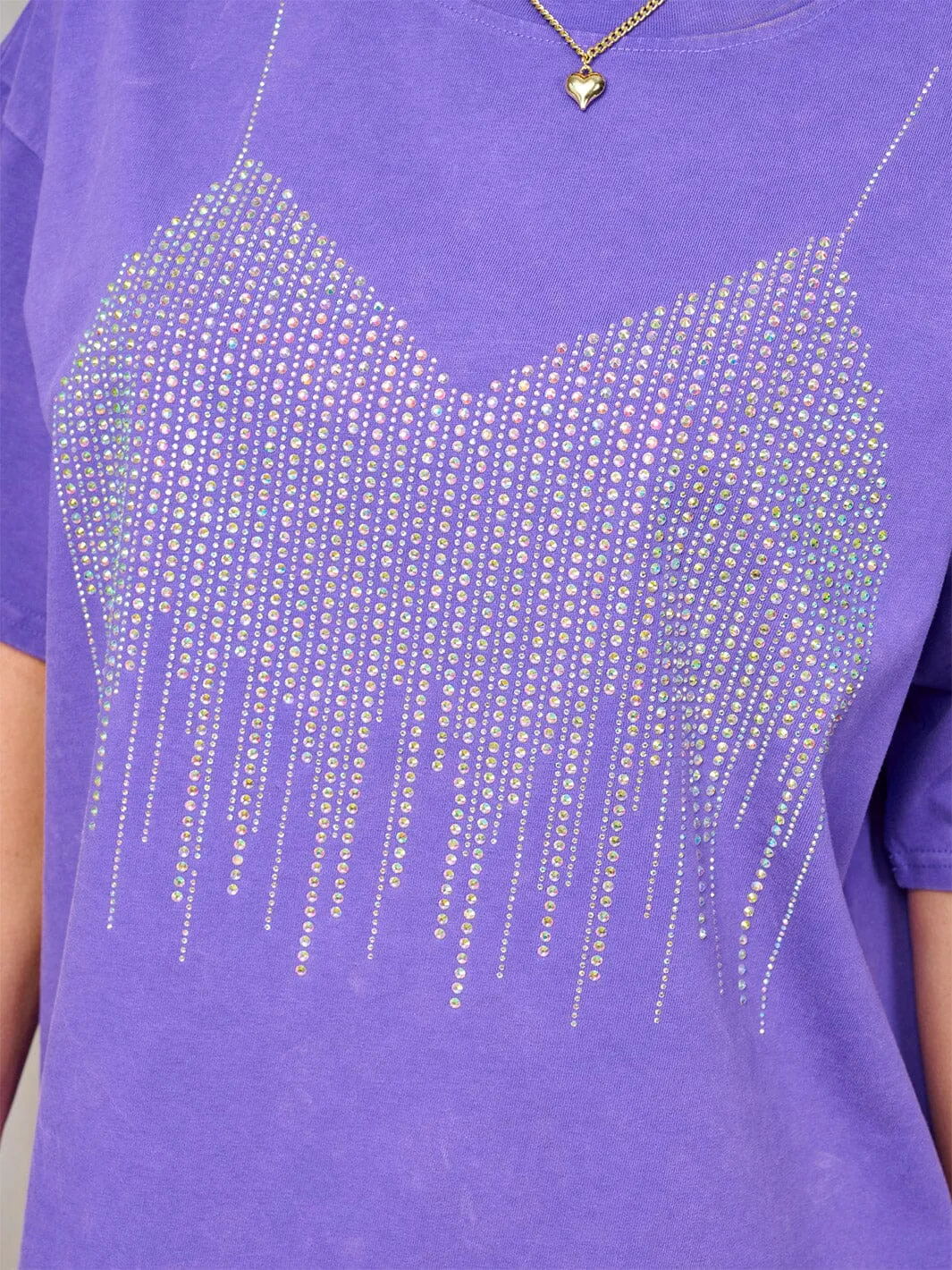 WOMEN'S SHORT SLEEVE STUDS DETAILED T-SHIRT