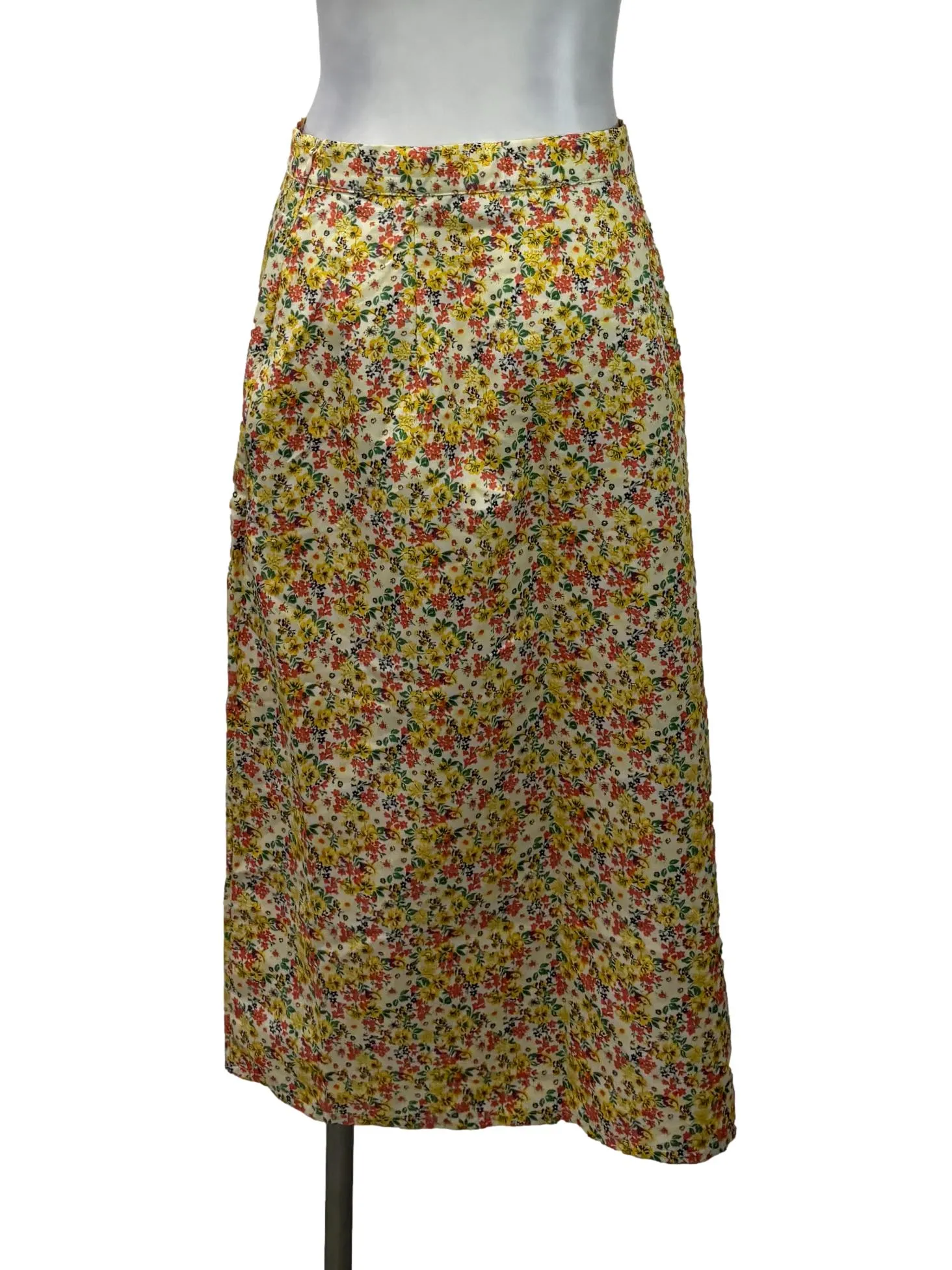 Yellow Floral Midi Skirt