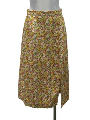 Yellow Floral Midi Skirt