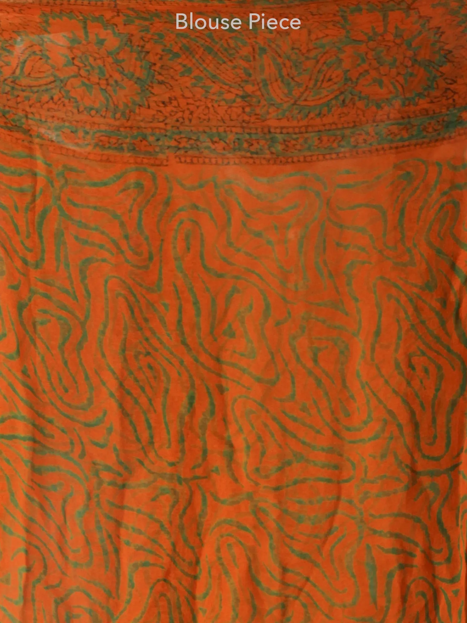 Yellow Green Hand Block Printed Chiffon Saree with Zari Border - s031704169