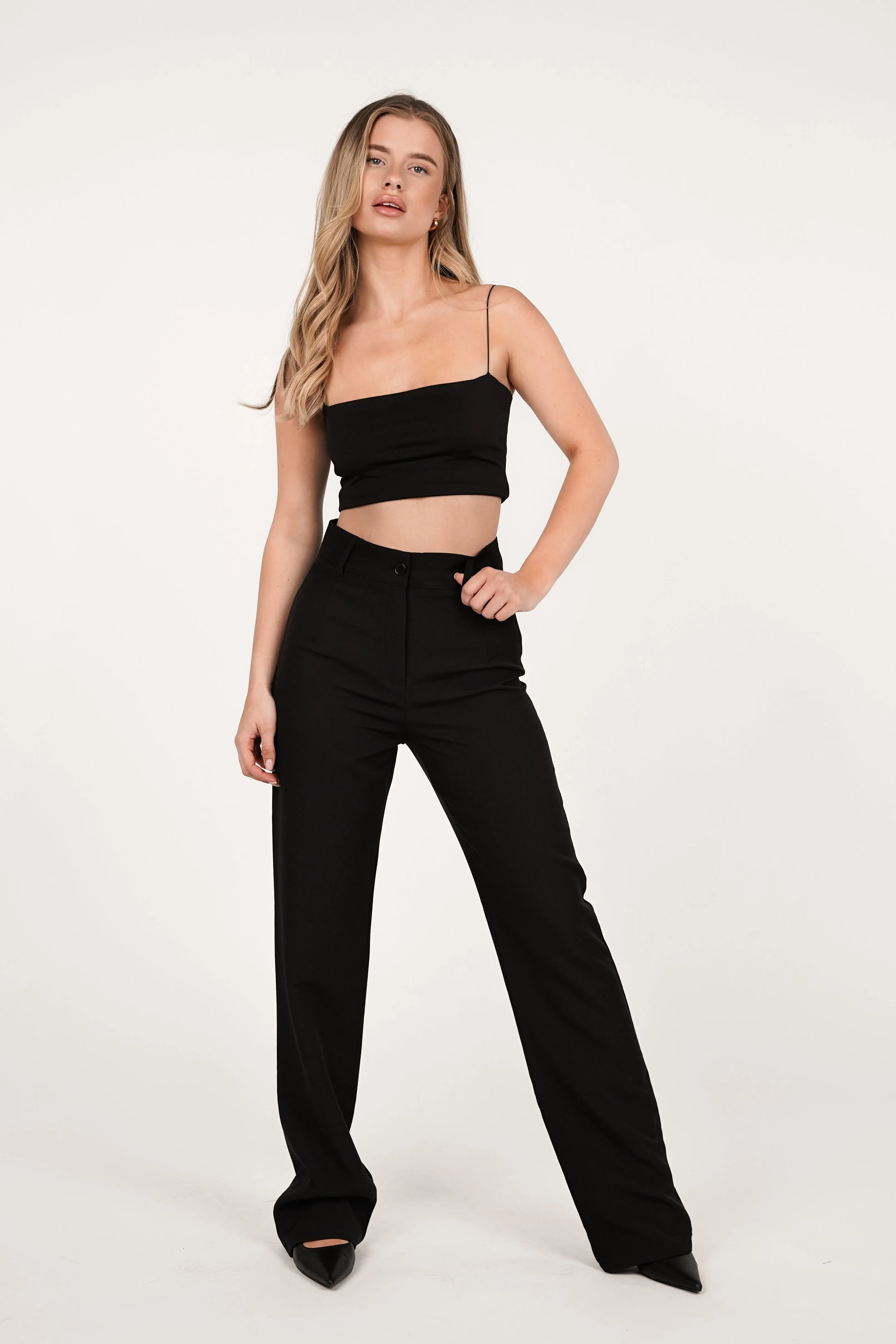 Zwarte pantalon met wideleg model - Anouk