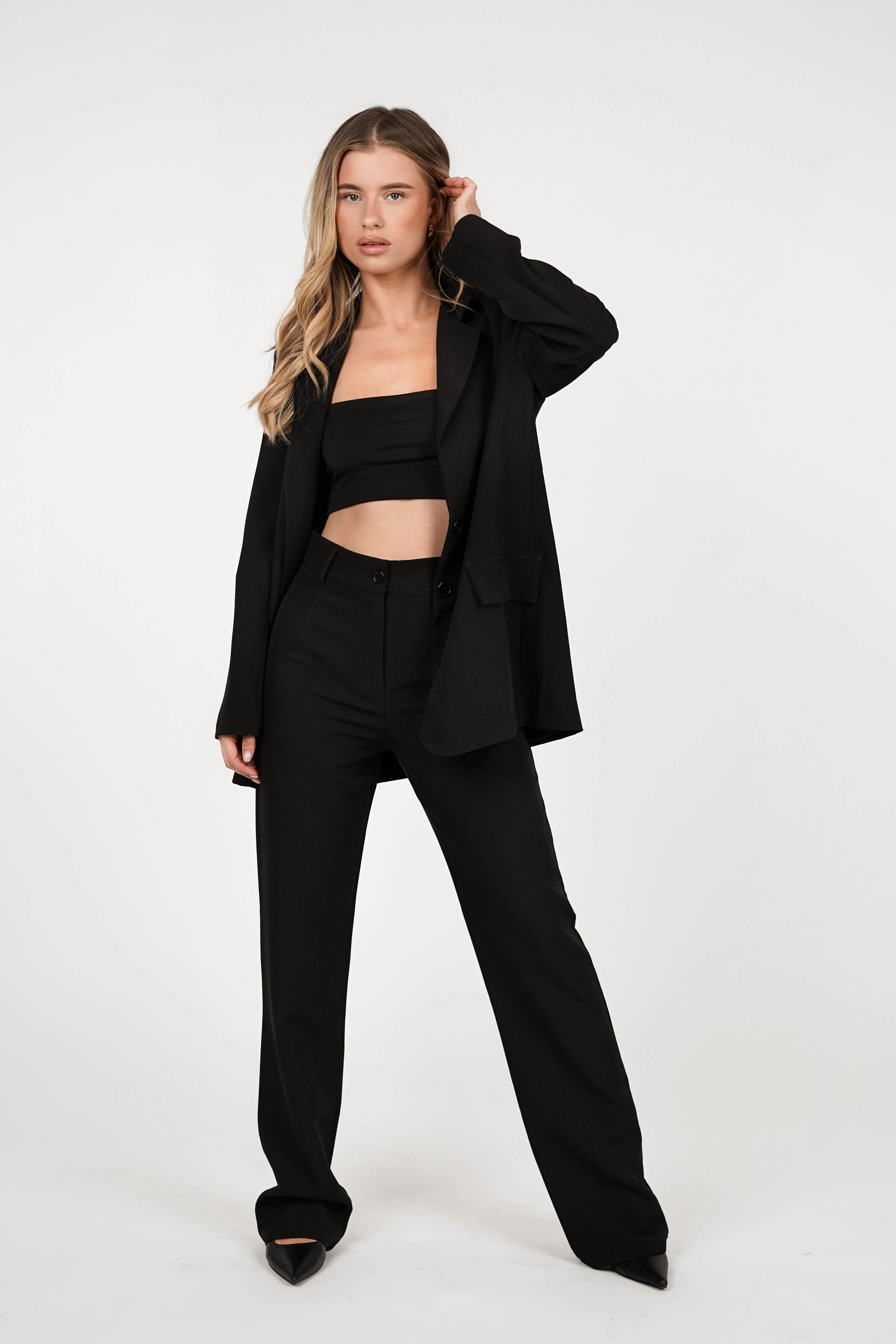 Zwarte pantalon met wideleg model - Anouk